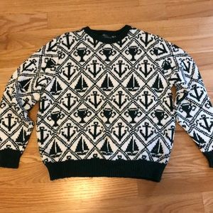 Sailing knit forest green and cream